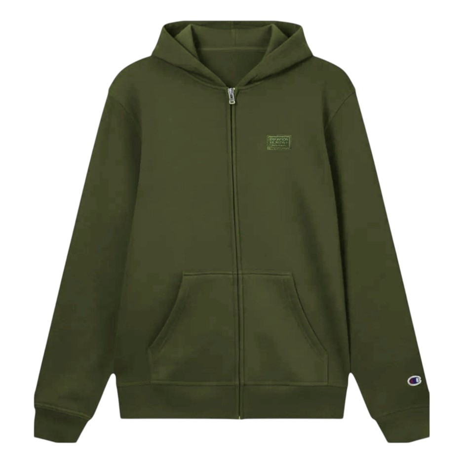 CHAMPION Men's Legacy Badge Zip Hoodie, Size L, Cotton, Cargo Olive (GRN),