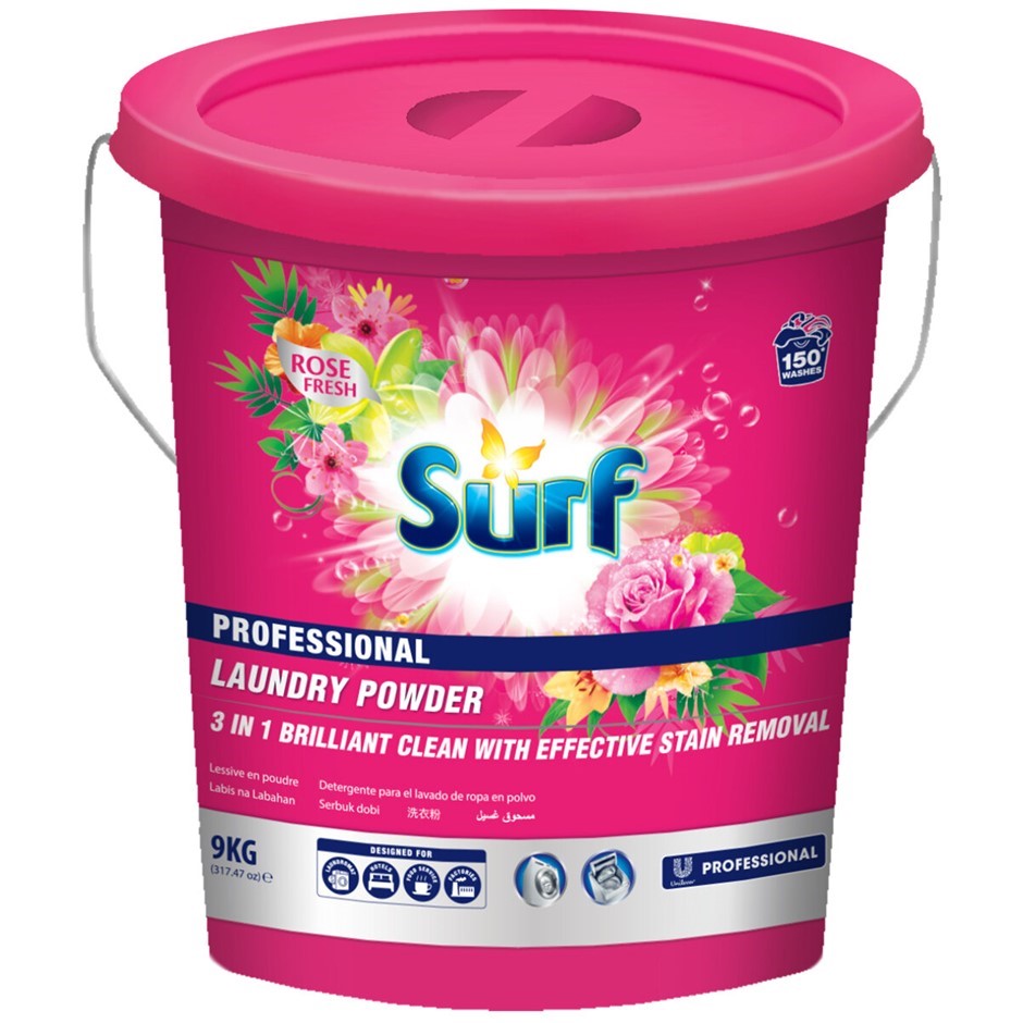 SURF Professional Laundry Powder, Rose Fresh, 9kg. NB: Damaged packaging.