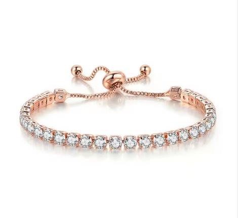 925 Sterling Silver Tennis Bracelet Simulated Diamonds-adjustable
