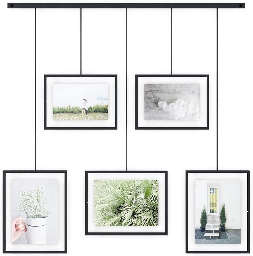 UMBRA Adjustable Collage Display Gallery Set for 5 Photos, Black, Holds Two