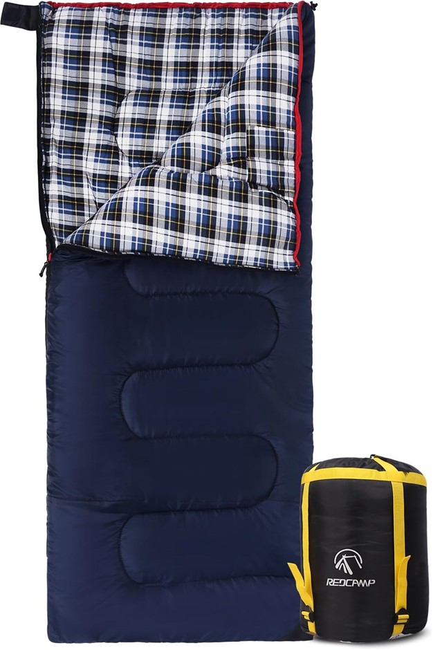 REDCAMP Cotton Flannel Sleeping Bag for Camping Backpacking, Adults Cold We