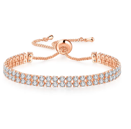 Two Rolls925 Sterling Silver Tennis Bracelet Simulated Diamonds-adjustable