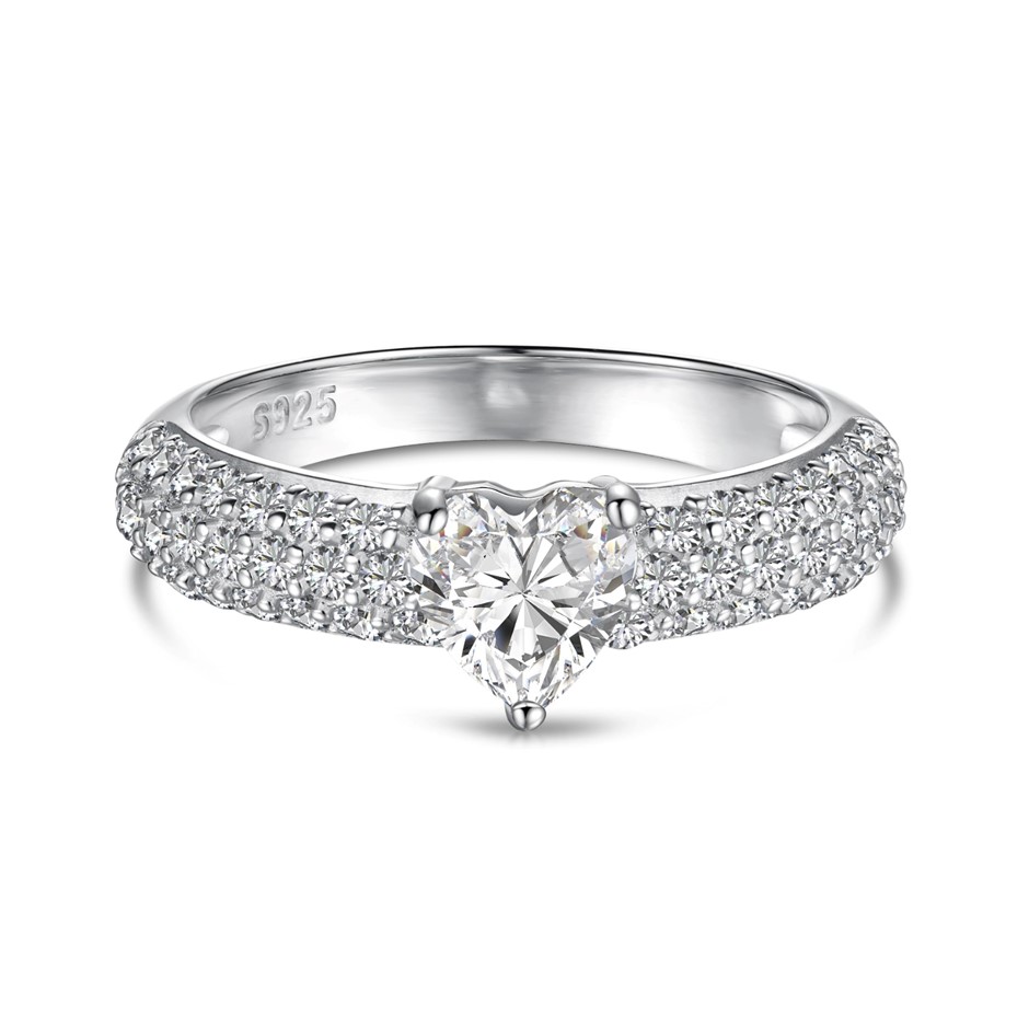 0.8ct Heart Lab Created Certified Moissanite 925 Sterling Silver Ring-Size6
