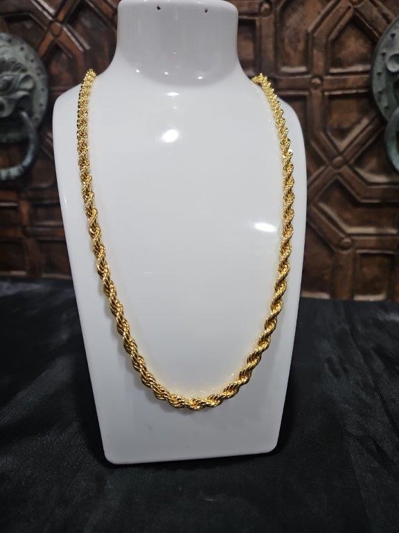 22K/Italy Gold Filled Rope Chain(stamped 22K/Italy)Warranty Quality-60cm