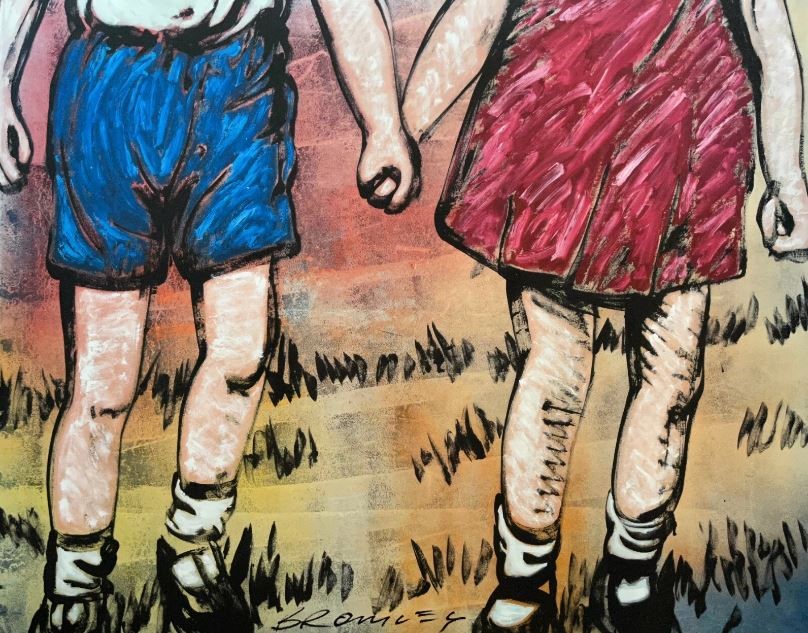 DAVID BROMLEY (1960 - ) - Hand In Hand 71cm x 90cm