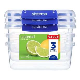Sistema Klip It Plus 1L Rectangular Container 3 Pack Clear 1 L