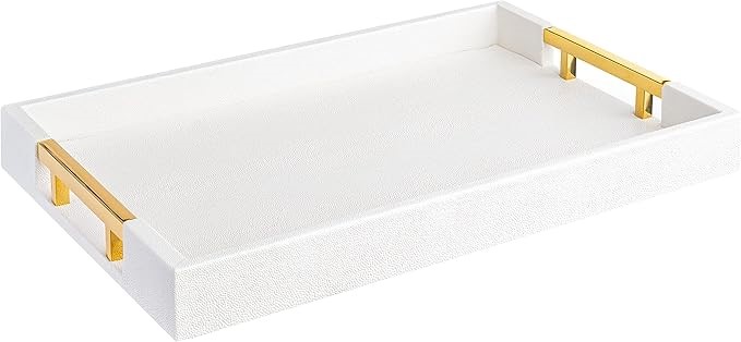 HOME REDEFINED Modern Elegant 18"x12" Rectangle White Glossy Shagreen Decor