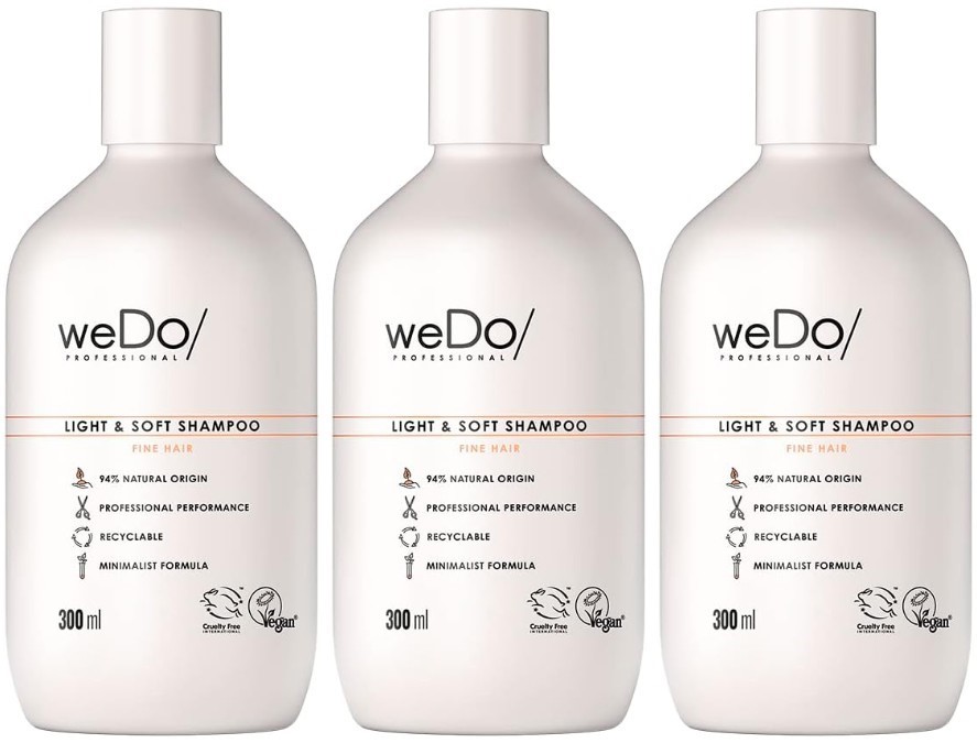 3x weDo Professional Light & Soft Low Foam, Sulphate Free Shampoo 300ml
