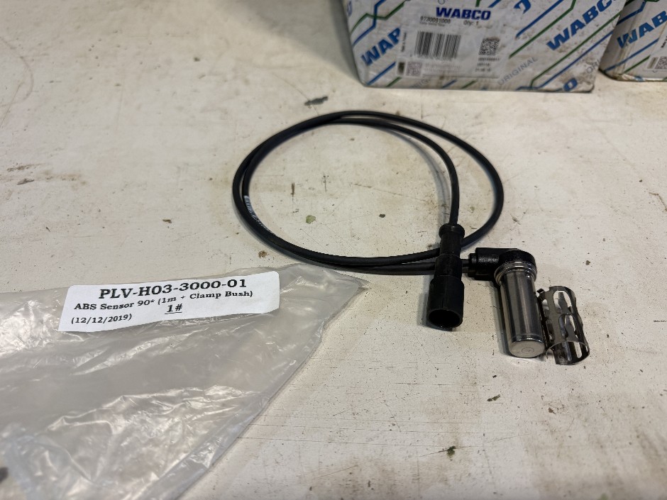 ABS sensor, 1m and 2m cable, securing clamp