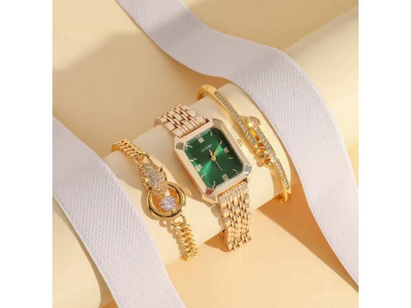3-Piece Jewellery Set.Watch,Two Bracelet & (Gift Box Included)