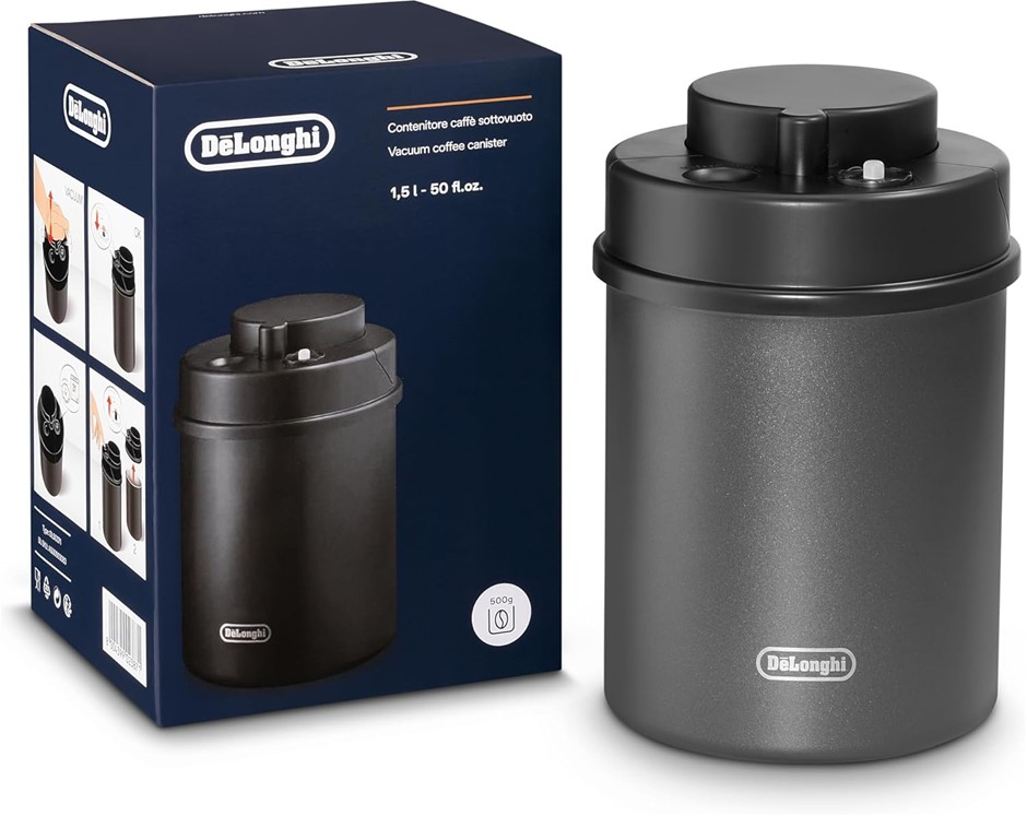 DE'LONGHI Vacuum Coffee Canister. NB: Has been used & Not in Original Box.