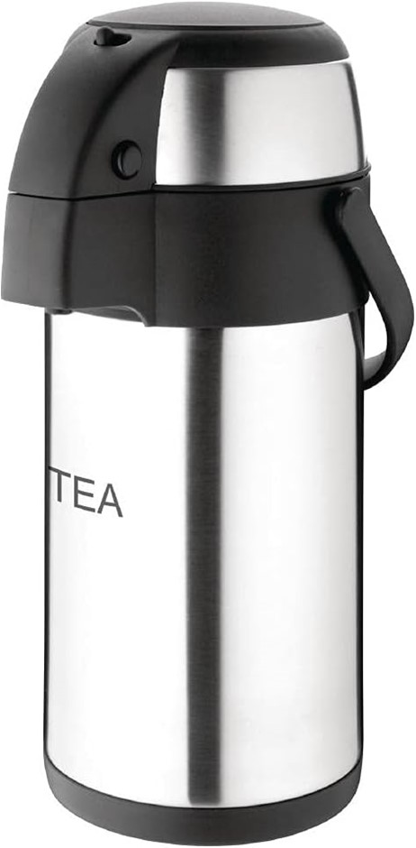 OLYMPIA Pump Action Stainless Steel Double Wall Airpot, 3 Litre Capacity