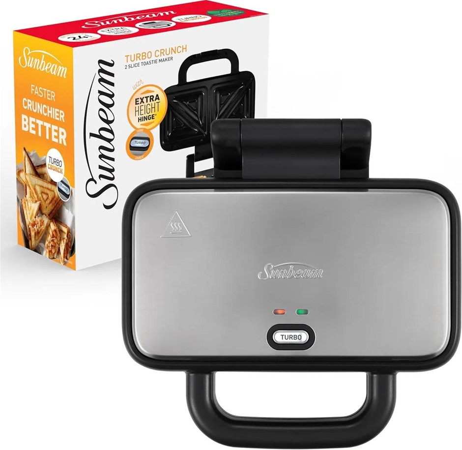 SUNBEAM Turbo Crunch 2-Slice Toastie Maker, Stainless Steel, GRM2100SS. NB: