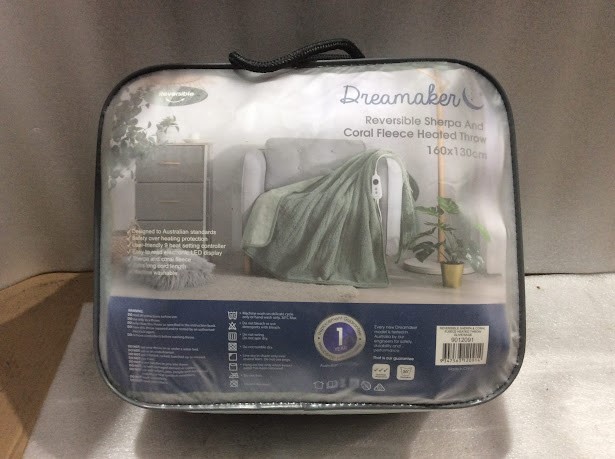 Dreamaker Reversible Sherpa and Coral Fleece Heated Blanket (160x130cm)