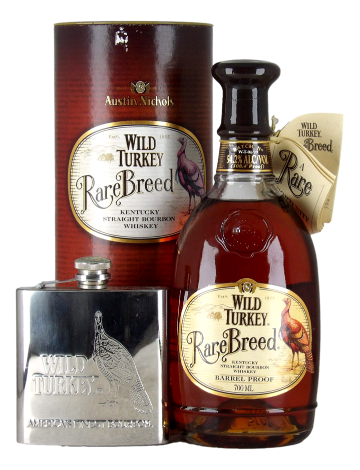 Wild Turkey Rare Breed Barrel Proof Bourbon with Hip Flask (1x 700mL)
