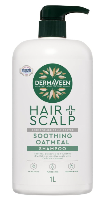 DermaVeen Hair + Scalp Soothing Oatmeal Shampoo for Dry, Flaky or Sensitive