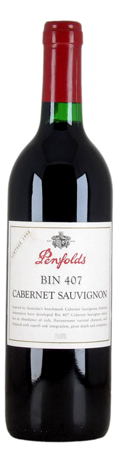 Penfolds `Bin 407` Cabernet Sauvignon 1998 (1 x 750mL) SA.
