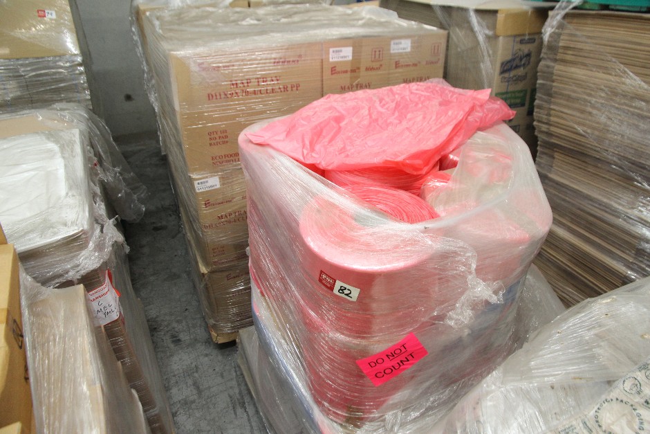 <p>Red Poly Bags Rolls Unused</p>