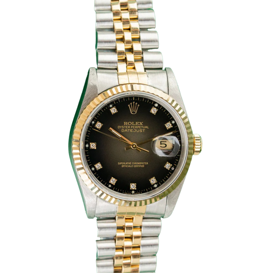 ROLEX DATEJUST 36 36MM YELLOW ROLESOR 16233 AUTOMATIC WXO & COA