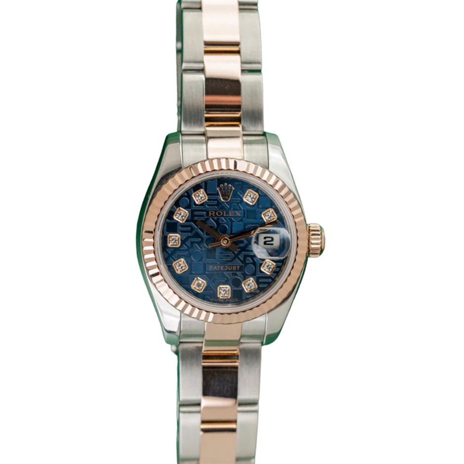 ROLEX LADY-DATEJUST 26 26MM EVEROSE ROLESOR 179171 AUTOMATIC WXO & COA