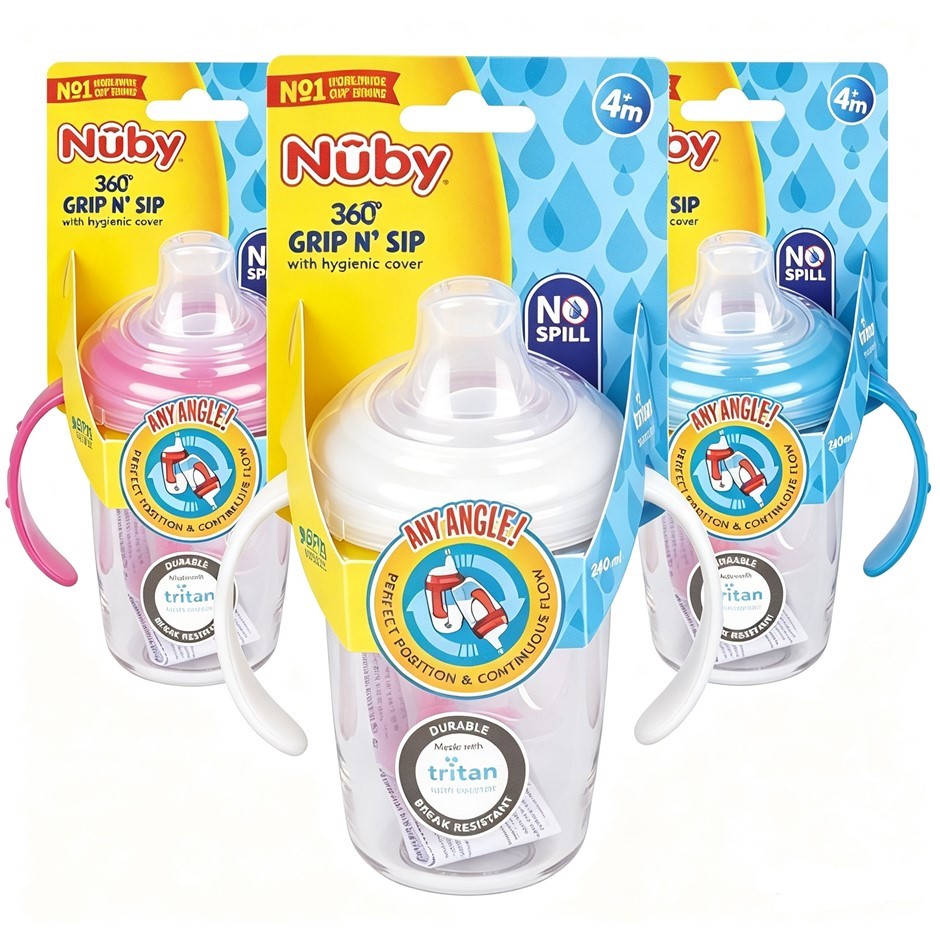 24 x Nuby Tritan Spout with Handles and 360 straw 240ml. RRP: $405. Buyers