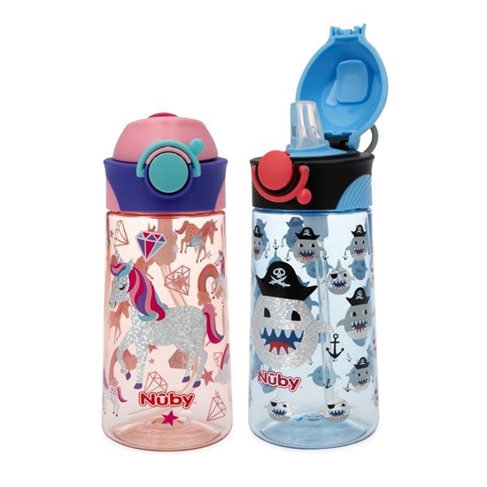 24 x Nuby Tritan Glitter Spring Spout Cup with Lock 450ml. RRP: $575. Buye