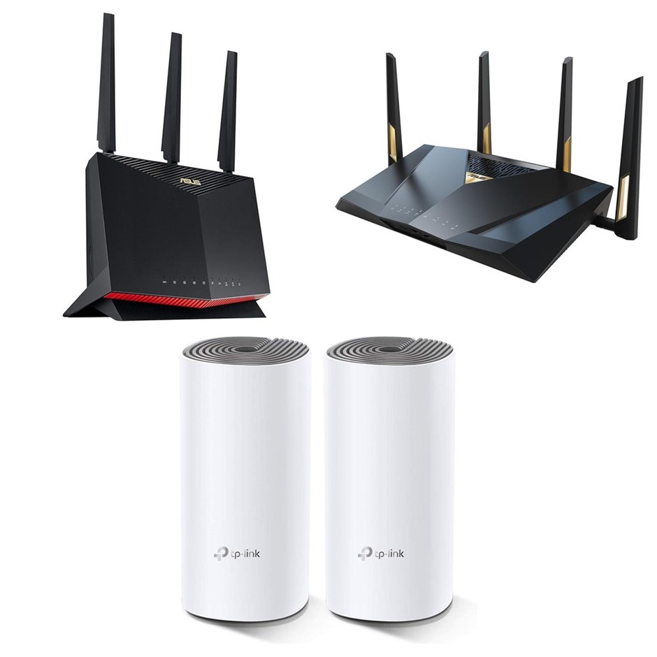 3 x Routers. 1 x ASUS RT-AX86U Pro (AX5700) Dual Band WiFi 6 Extendable Gam