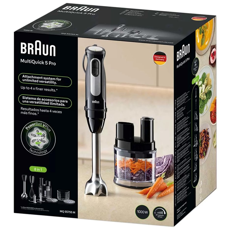 BRAUN MultiQuick 5 Pro Hand Blender, Black. NB: Damaged packaging & missing