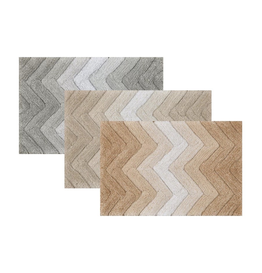 3 x Assorted RIVIERA HOMES Chevron Bath Mats, Grey/Beige/Brown.