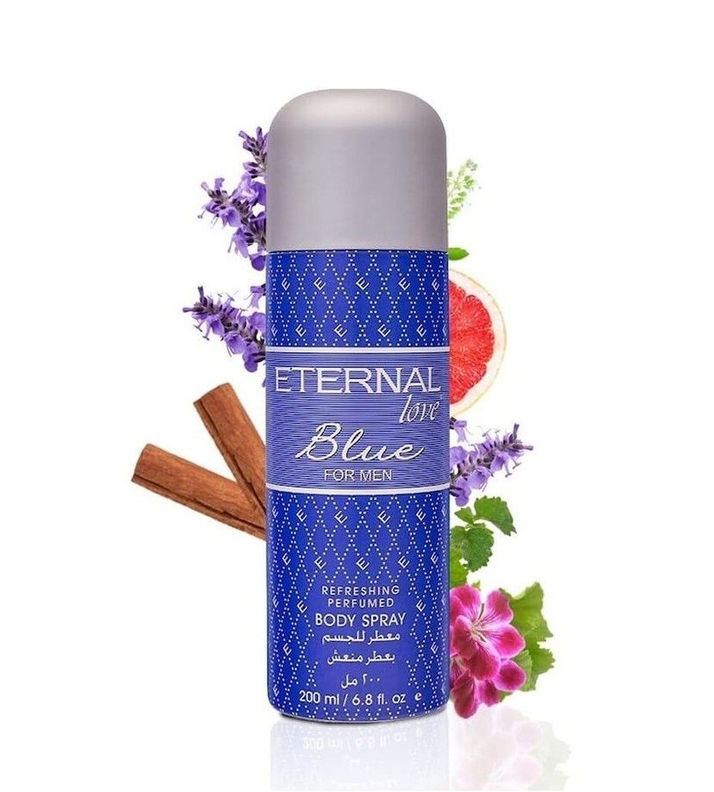 4 x ETERNAL LOVE Blue Body Spray for Men, 200ml.