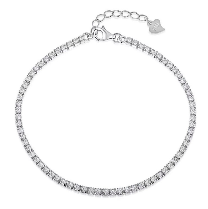 2mm Simulated Diamonds 925 Sterling Silver Tennis Bracelet-18cm