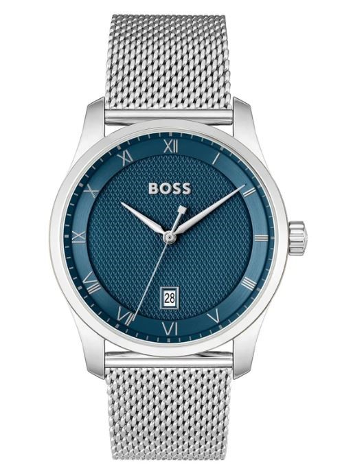 BOSS by Hugo Boss Silver Steel Mesh Blue Dial Men's Watch - 1514115