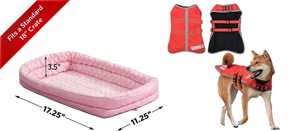 BUNDLE OF PET ESSENTIALS of 2 Items, KONG Red Rip-Stop Blanket Coat + Pets