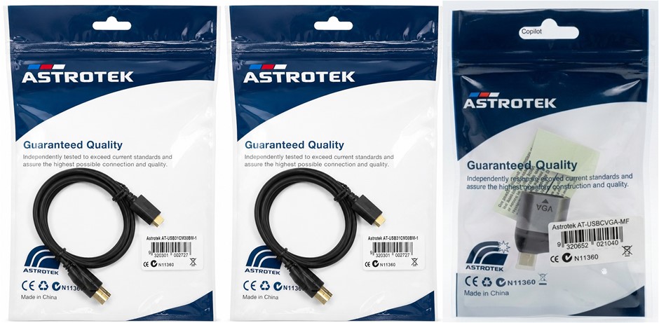 ASTROTEK USB-C to VGA Adapter 1080p 60 Hz, ASTROTEK USB-C 3.1 Type-C to USB