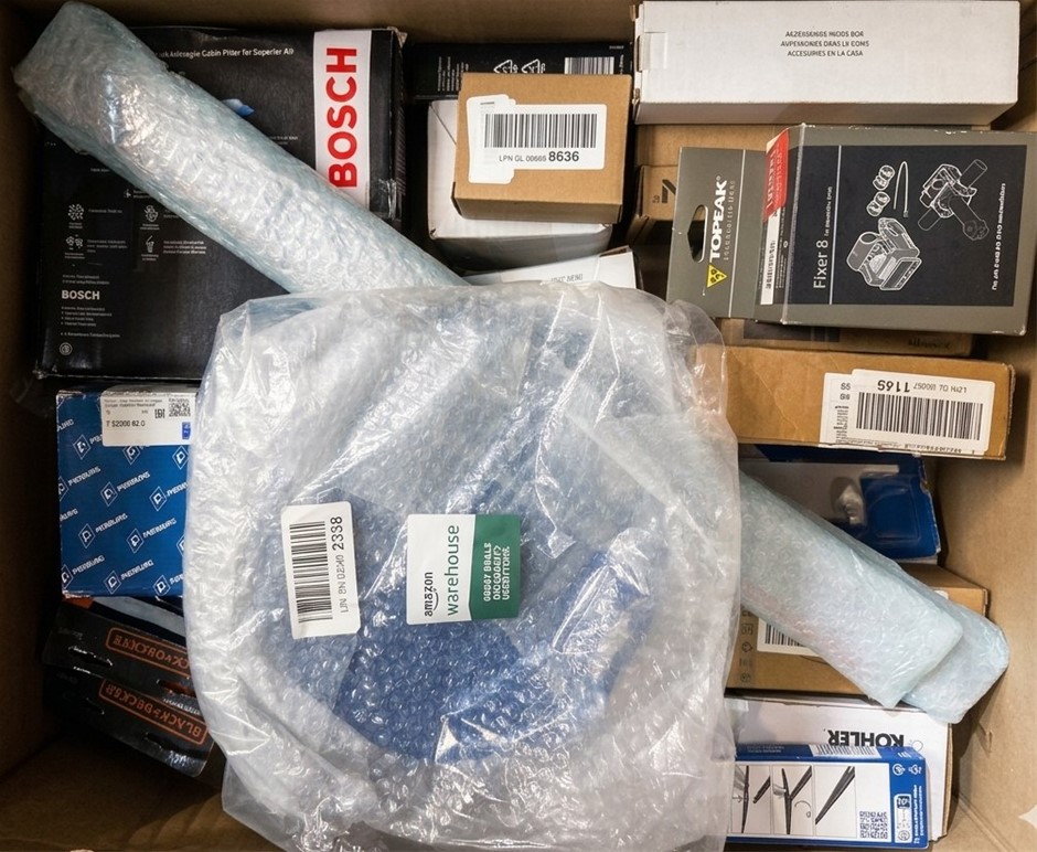 FULL BOX of Assorted Tools, Hardware & Accessories, Home Improvement Overst