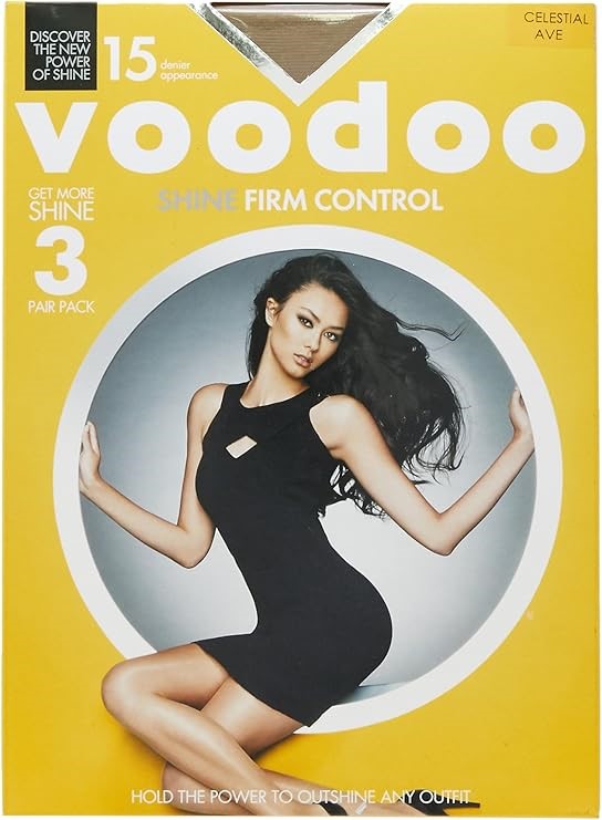 3 pack x VOODOO Women's Pantyhose 15 Denier Shine Firm Control Sheer Tights