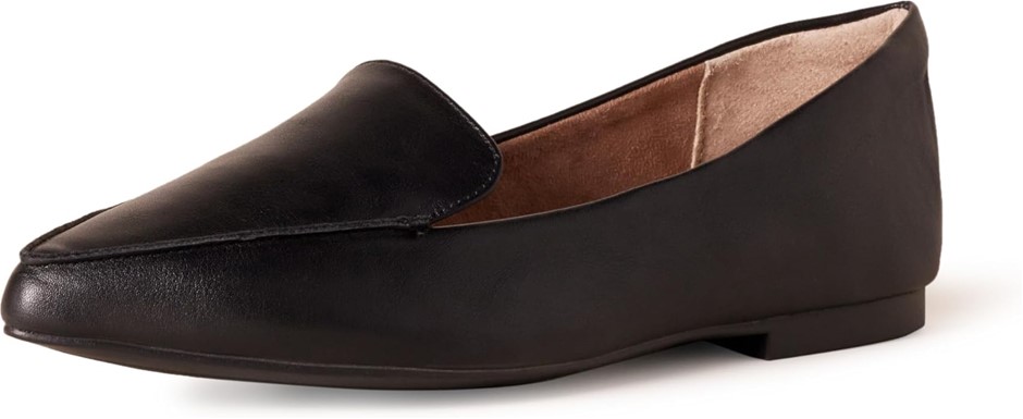 AMAZON ESSENTIALS Women's Loafer Flat, Size 6, Black Faux Leather. Buyers