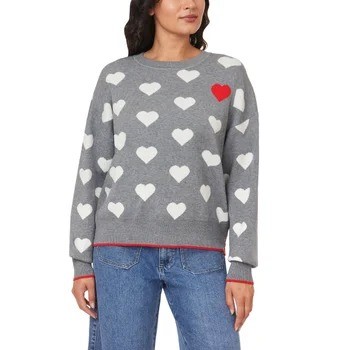 C&C CALIFORNIA Women's Sweater, Size L, Grey Heart. Buyers Note - Discount
