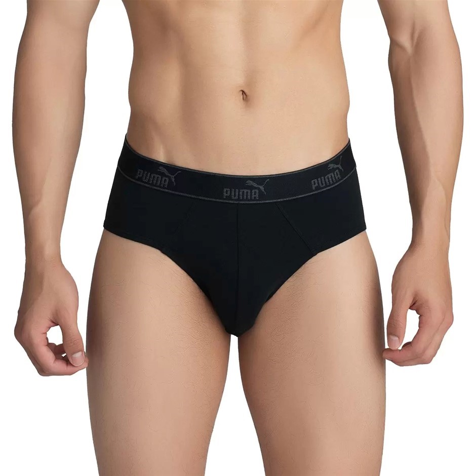 PUMA Men's 5-Pack Briefs, Size M, 95% Cotton, Black.