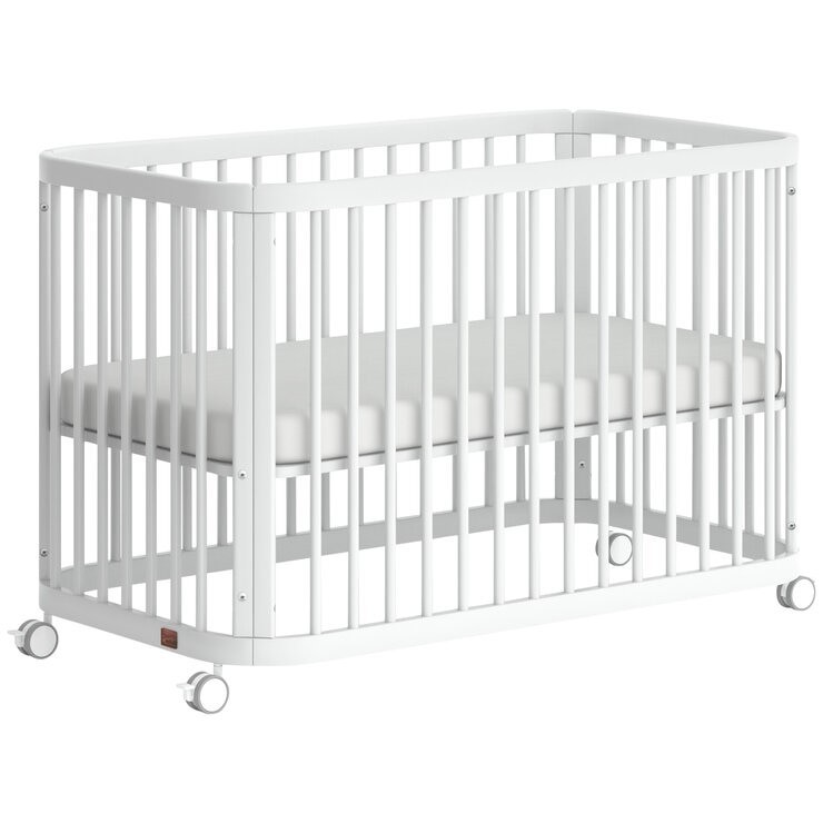BOORI Waratah Sage Compact Cot Bed, White, 83 x W 70 x D 124 cm. NB: damage