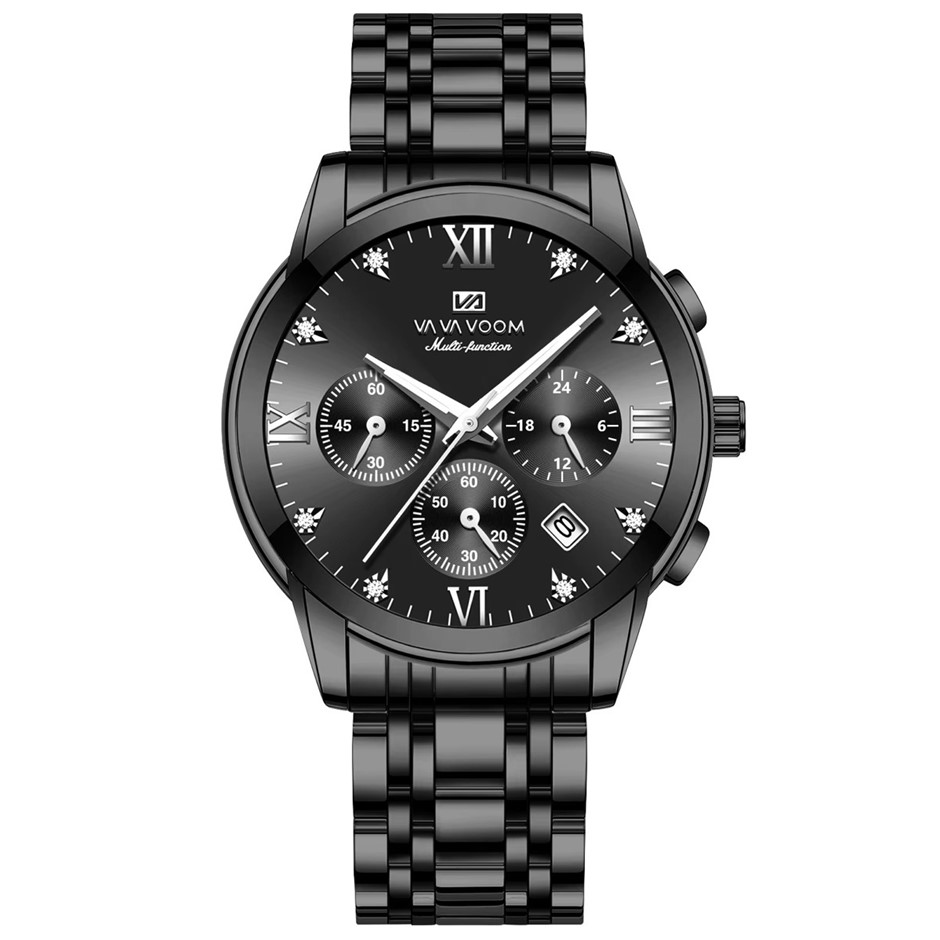 Men's Quartz Watch, with Simulated Diamonds & Multifunctional Dial