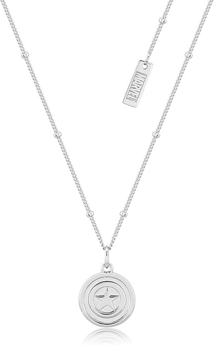 DISNEY Women's 925SS CAPTAIN AMERICA NECKLACE Pendant Necklace, Silver, 45C