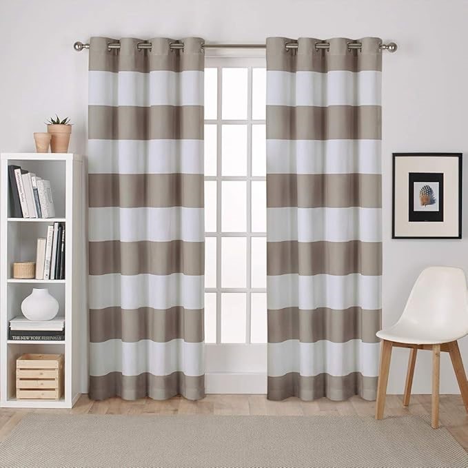 EXCLUSIVE HOME Curtains Surfside Cabana Stripe Cotton Grommet Top Curtain P