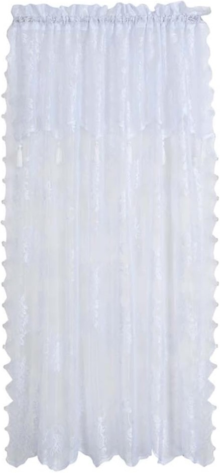STYLEMASTER Carly Lace Panel with Attached Valance, 56 in x 84 in, White