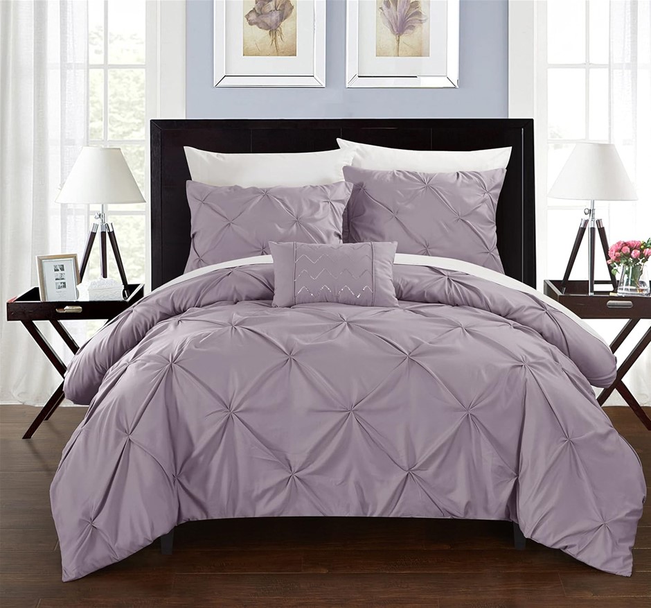 CHIC HOME DS2509-AN Daya 3 Piece Daya Pinch Pleated Ruffled Duvet, Twin, P