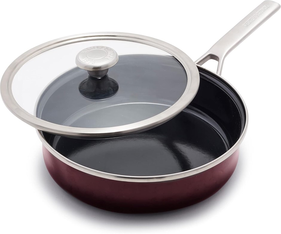 MERTERN & STORK European Crafted Steel Core Enameled Cookware, 3QT Saute Pa