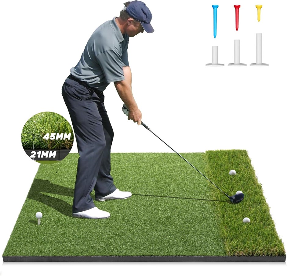YWITO Premium Dual-Turf Golf Mat: 5x4ft Thickened Golf Practice Hitting Mat