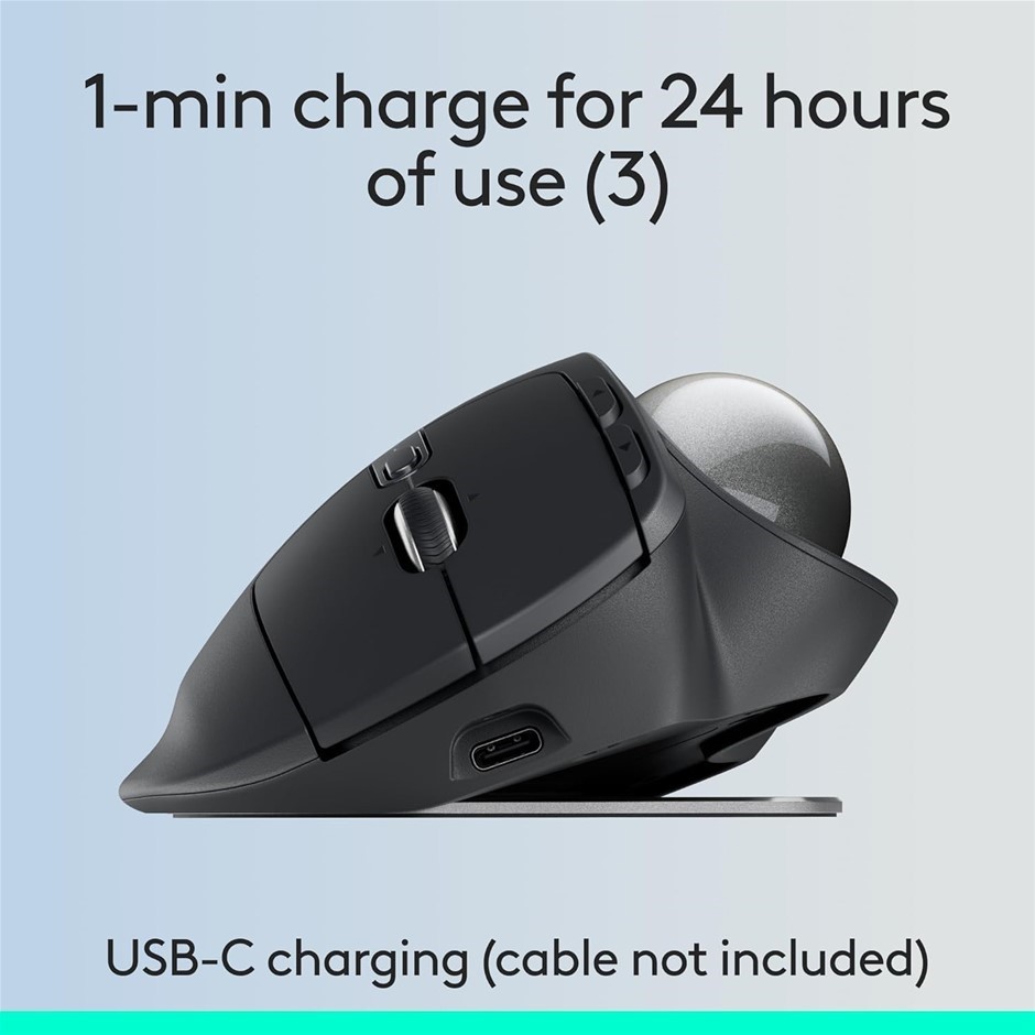 LOGITECH MX Ergo S Advanced Wireless Trackball Mouse, USB-C Rechargeable Wi