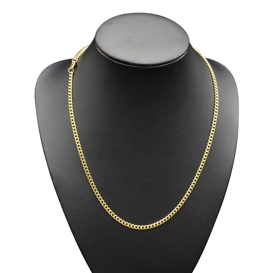 Classic 3.5mm Stainless Steel Curb Chain Necklace - 50cm (Yellow)