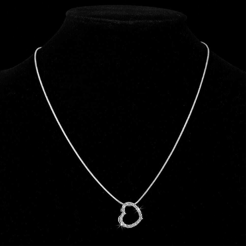 Solid 925 Sterling Silver Heart Pendant ftStunning Crystals by Swarovski®